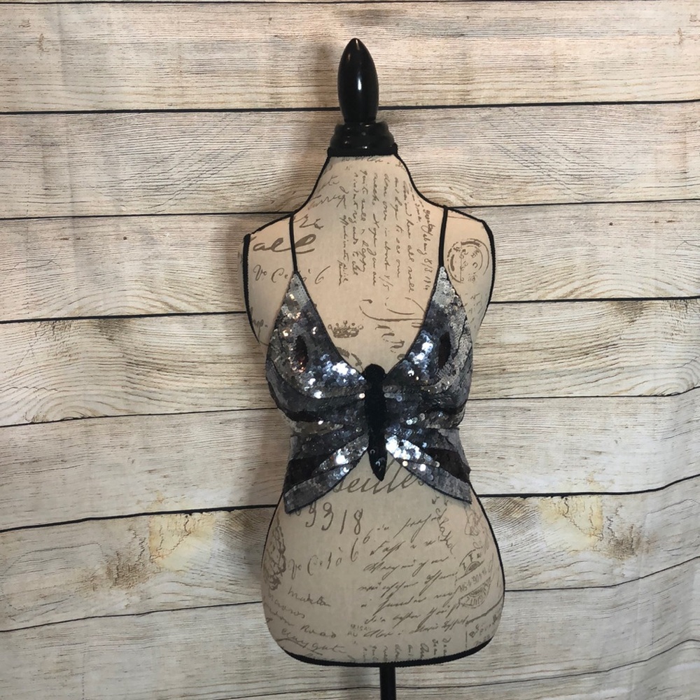 Sequins detail butterfly crop top